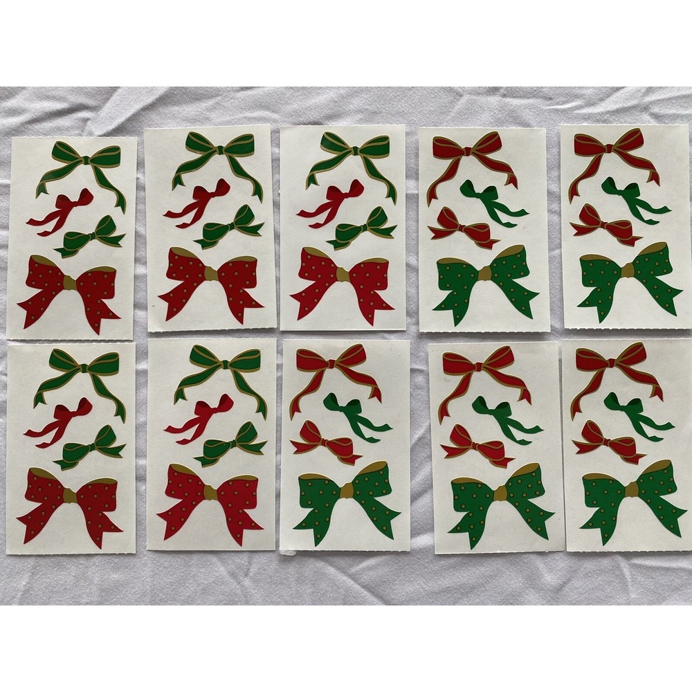 Mrs. Grossman's Sticker Lot Christmas Holiday Bows Vintage 1991 10 Mods Sheet